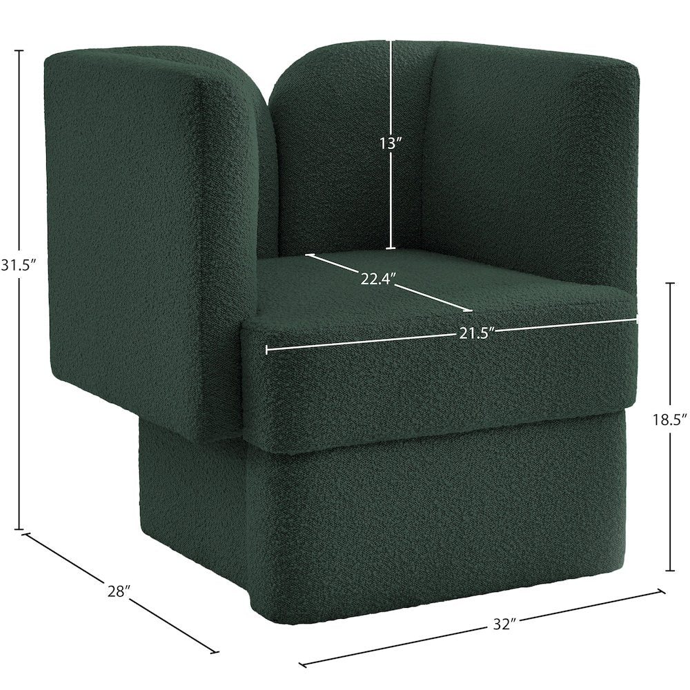 Marcel Green Boucle Fabric Chair