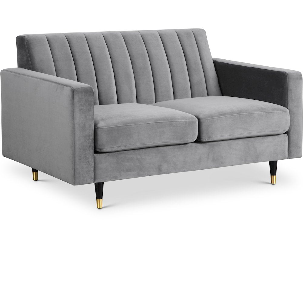Lola Grey Velvet Loveseat