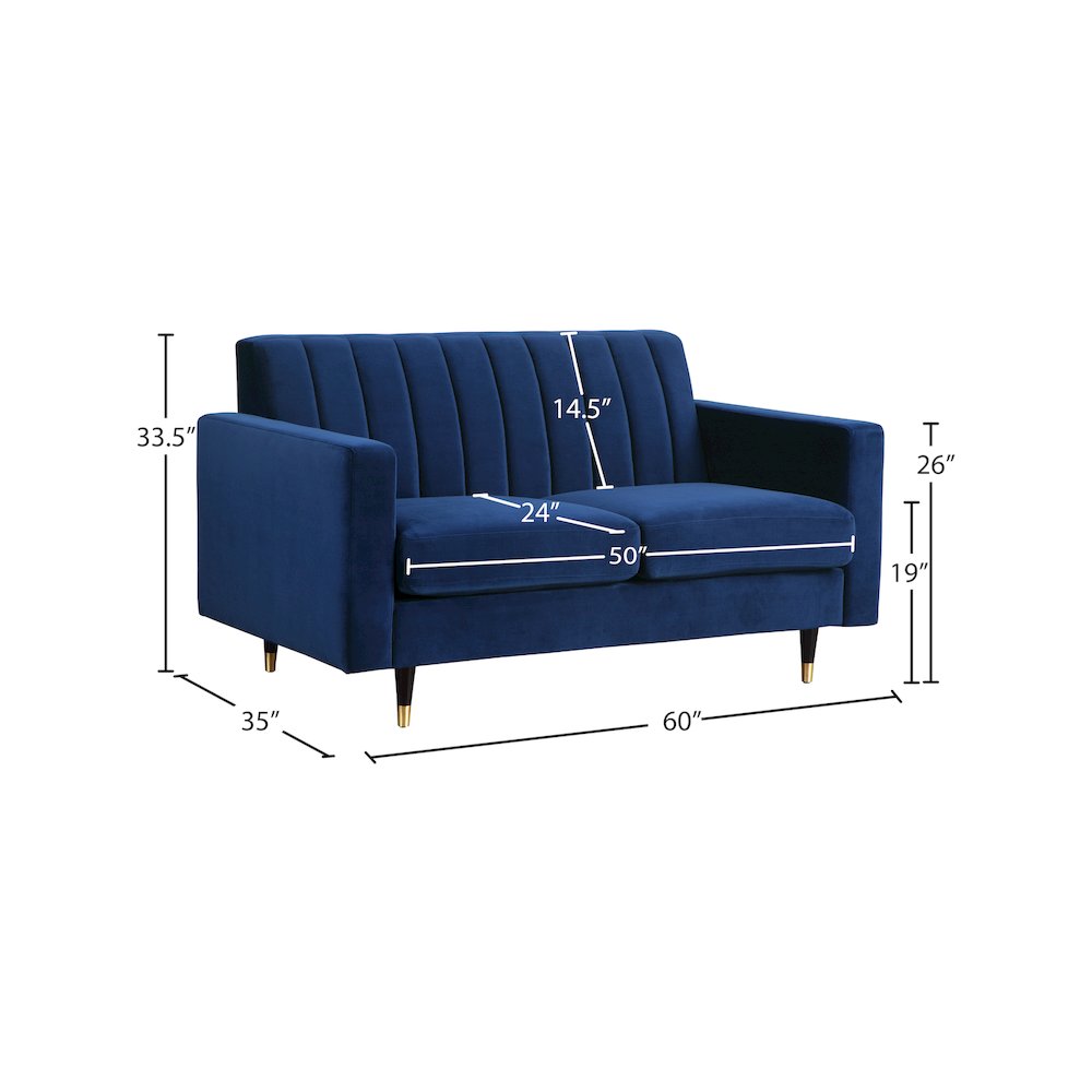 Lola Navy Velvet Loveseat