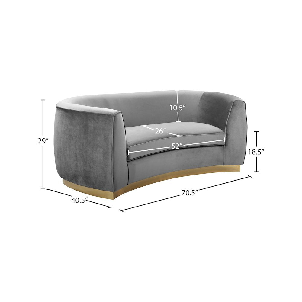 Julian Grey Velvet Loveseat