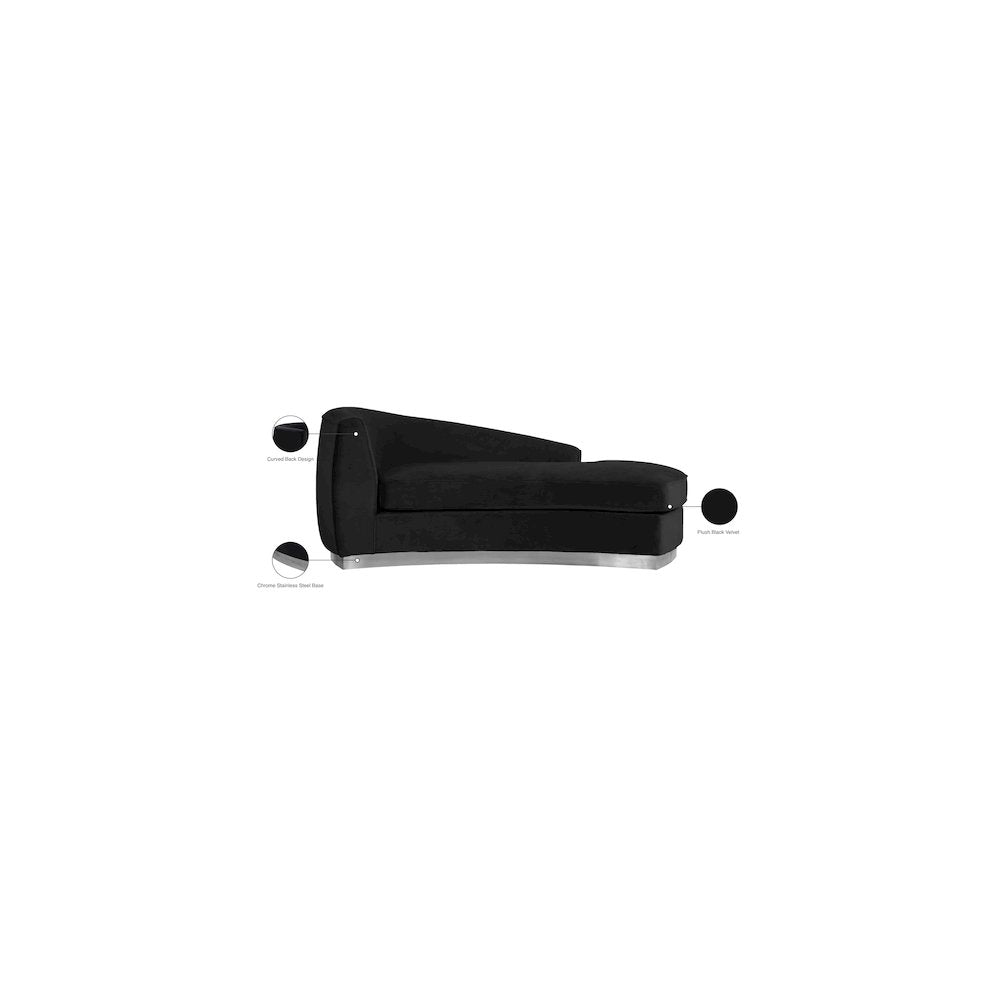 Julian Black Velvet Chaise