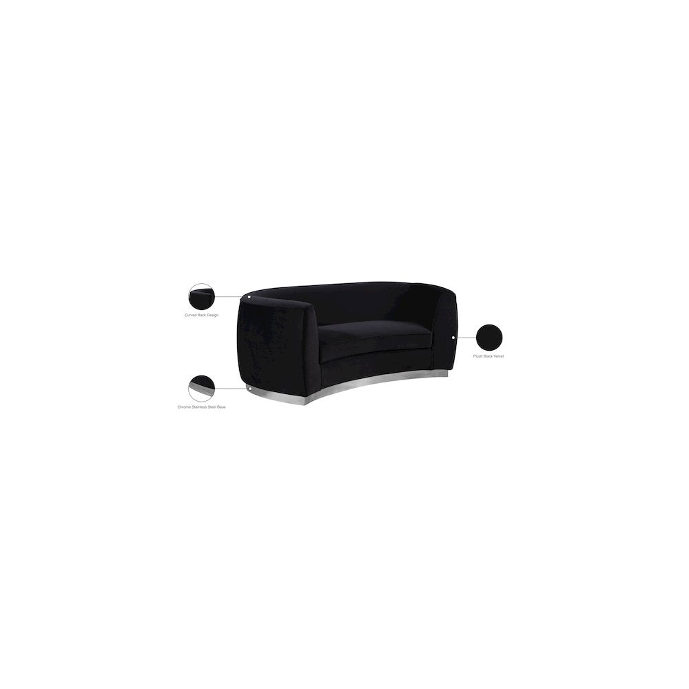 Julian Black Velvet Loveseat