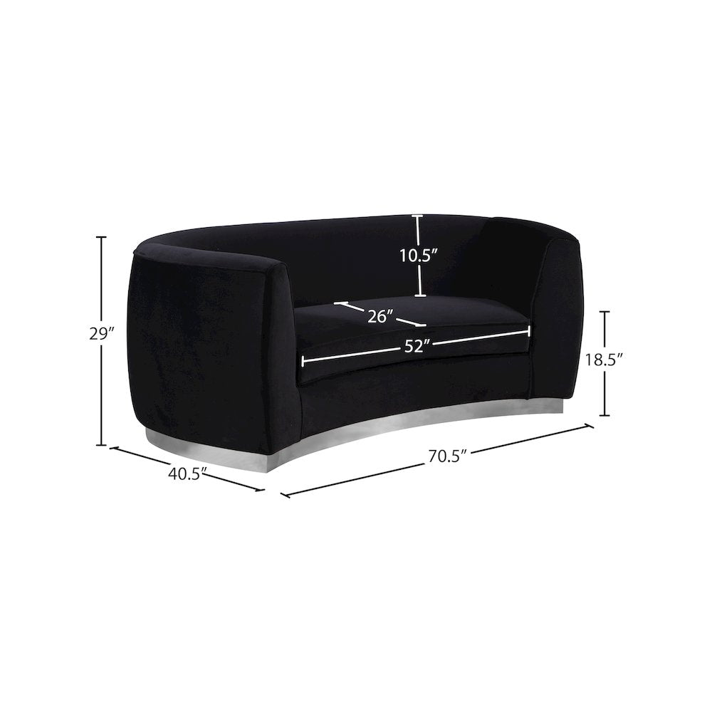 Julian Black Velvet Loveseat