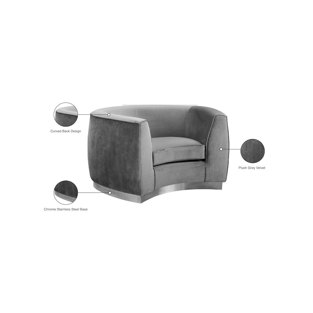 Julian Grey Velvet Chair