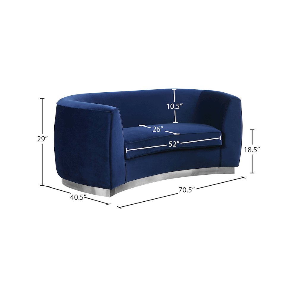Julian Navy Velvet Loveseat