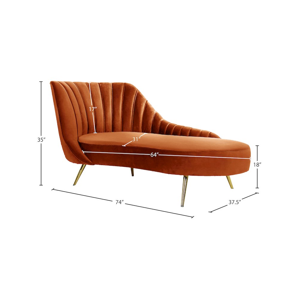 Margo Cognac Velvet Chaise