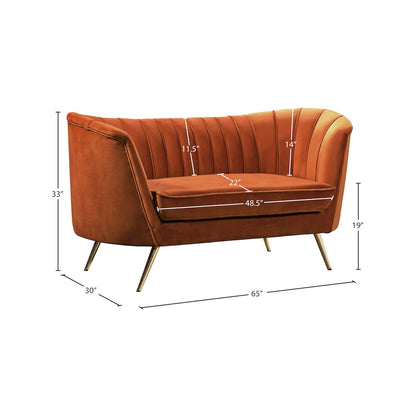 Margo Cognac Velvet Loveseat
