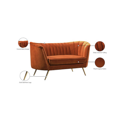 Margo Cognac Velvet Loveseat
