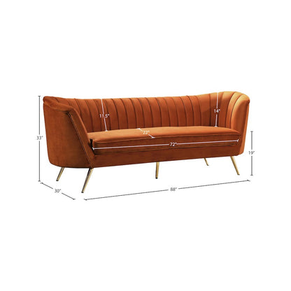 Margo Cognac Velvet Sofa