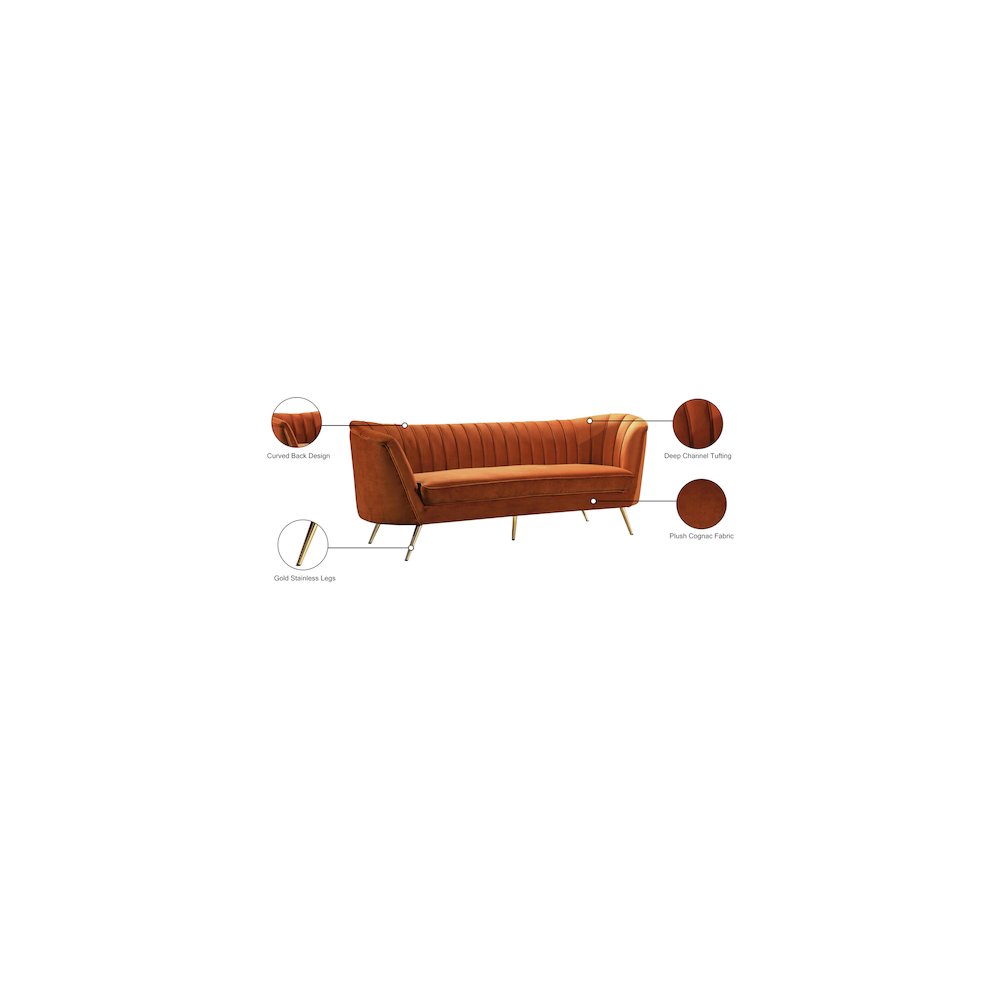 Margo Cognac Velvet Sofa
