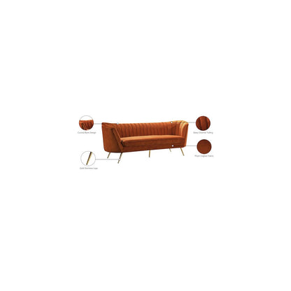Margo Cognac Velvet Sofa