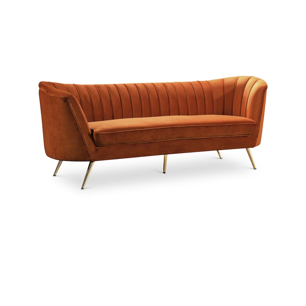Margo Cognac Velvet Sofa