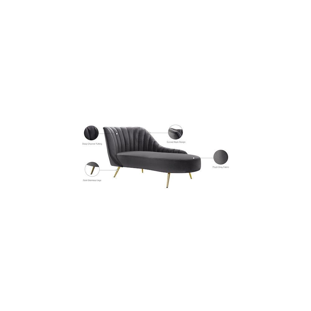 Margo Grey Velvet Chaise