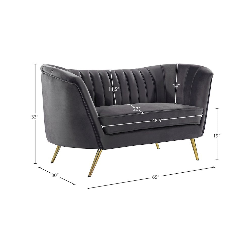 Margo Grey Velvet Loveseat