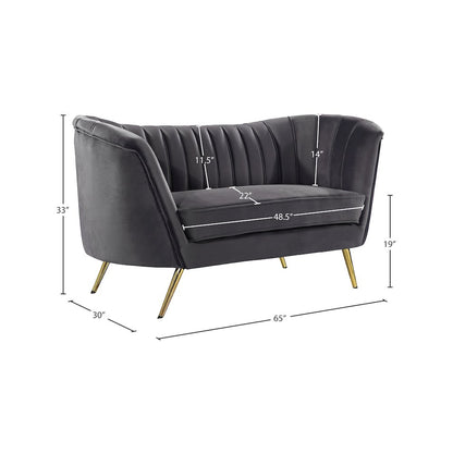 Margo Grey Velvet Loveseat