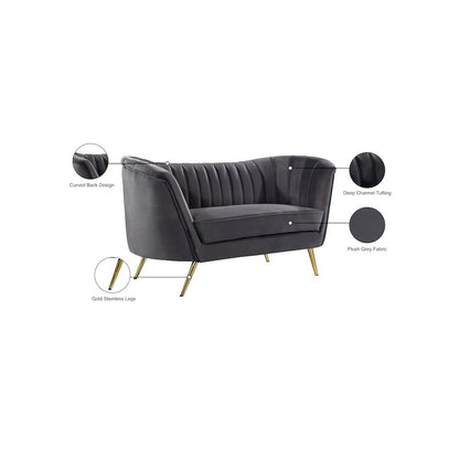 Margo Grey Velvet Loveseat