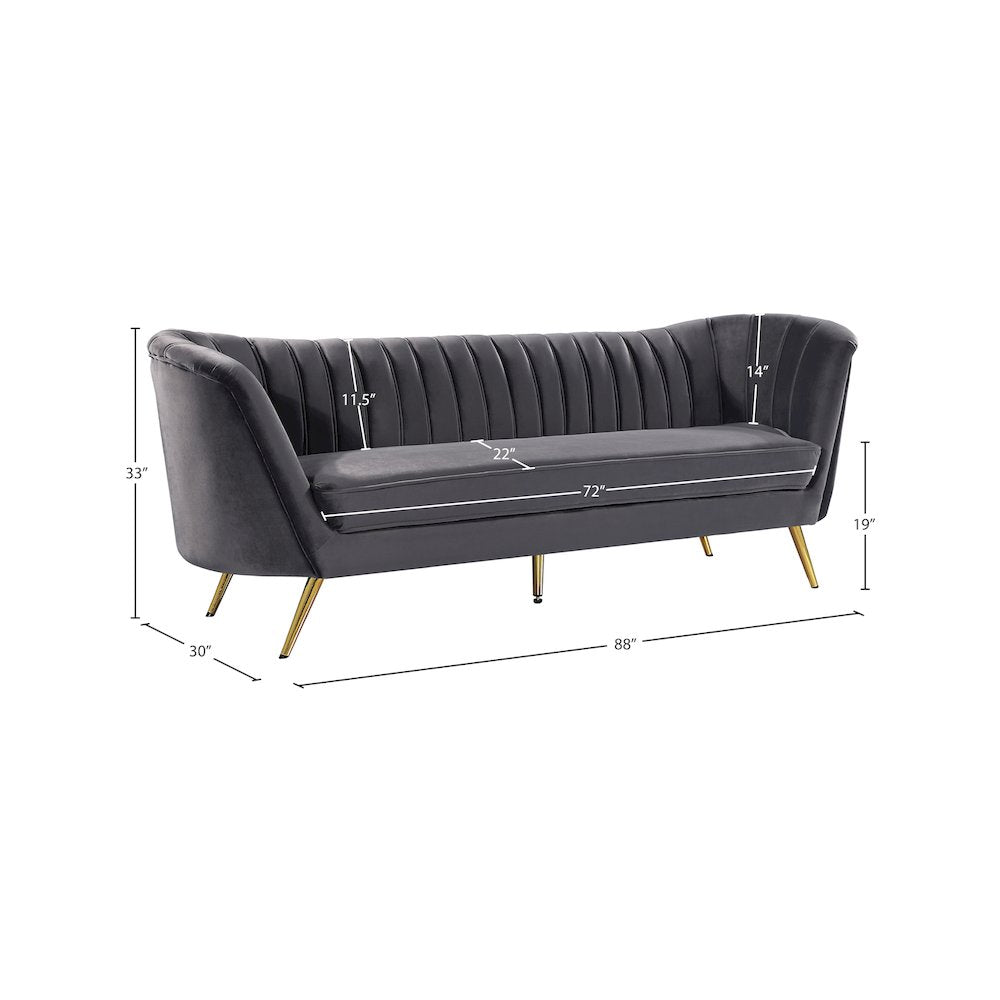 Margo Grey Velvet Sofa