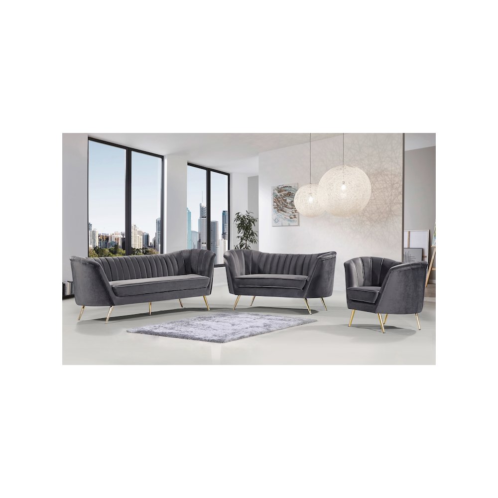 Margo Grey Velvet Sofa