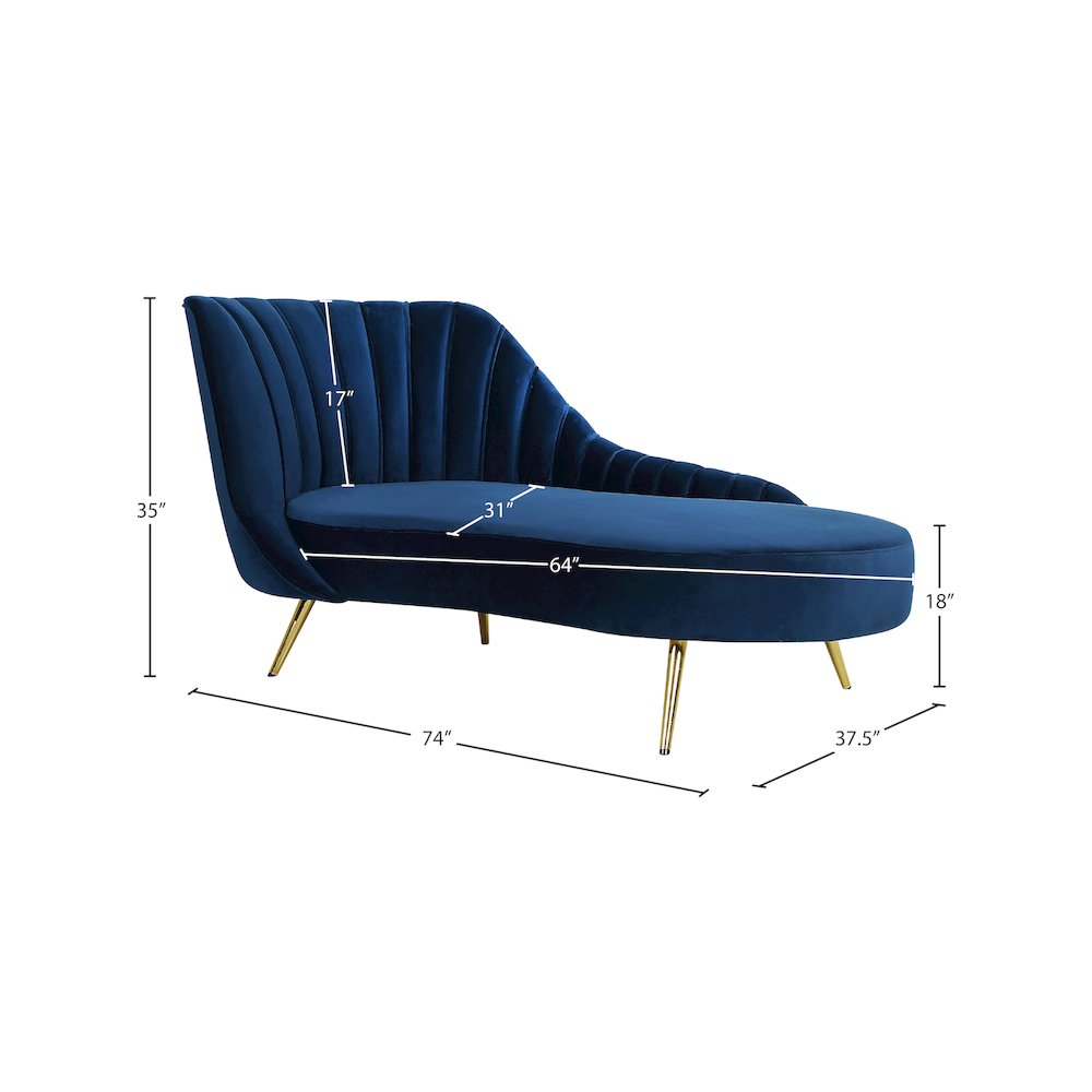 Margo Navy Velvet Chaise