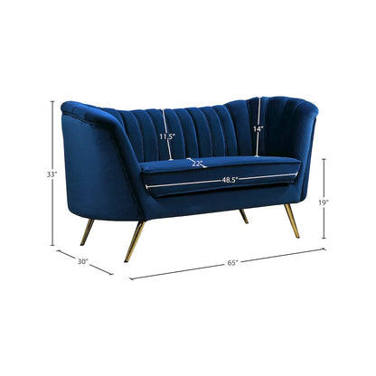 Margo Navy Velvet Loveseat