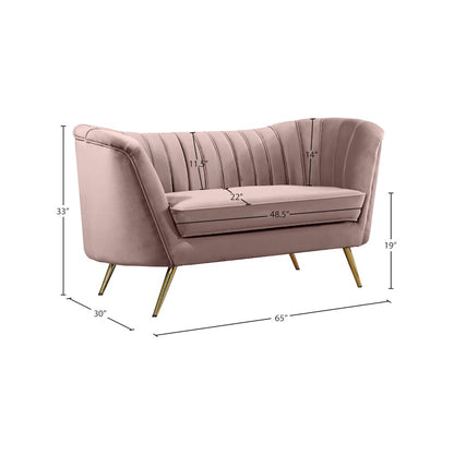 Margo Pink Velvet Loveseat