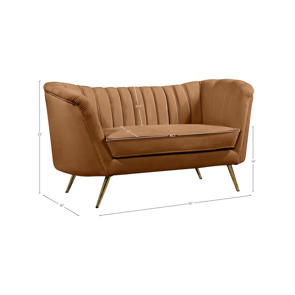 Margo Saddle Velvet Loveseat