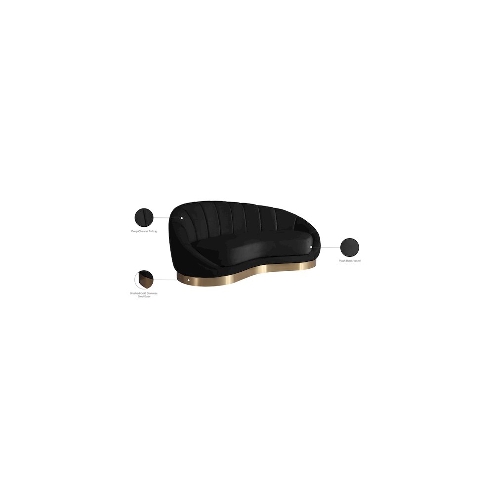 Shelly Black Velvet Chaise