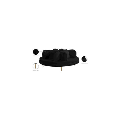 Circlet Black Velvet Round Sofa Settee