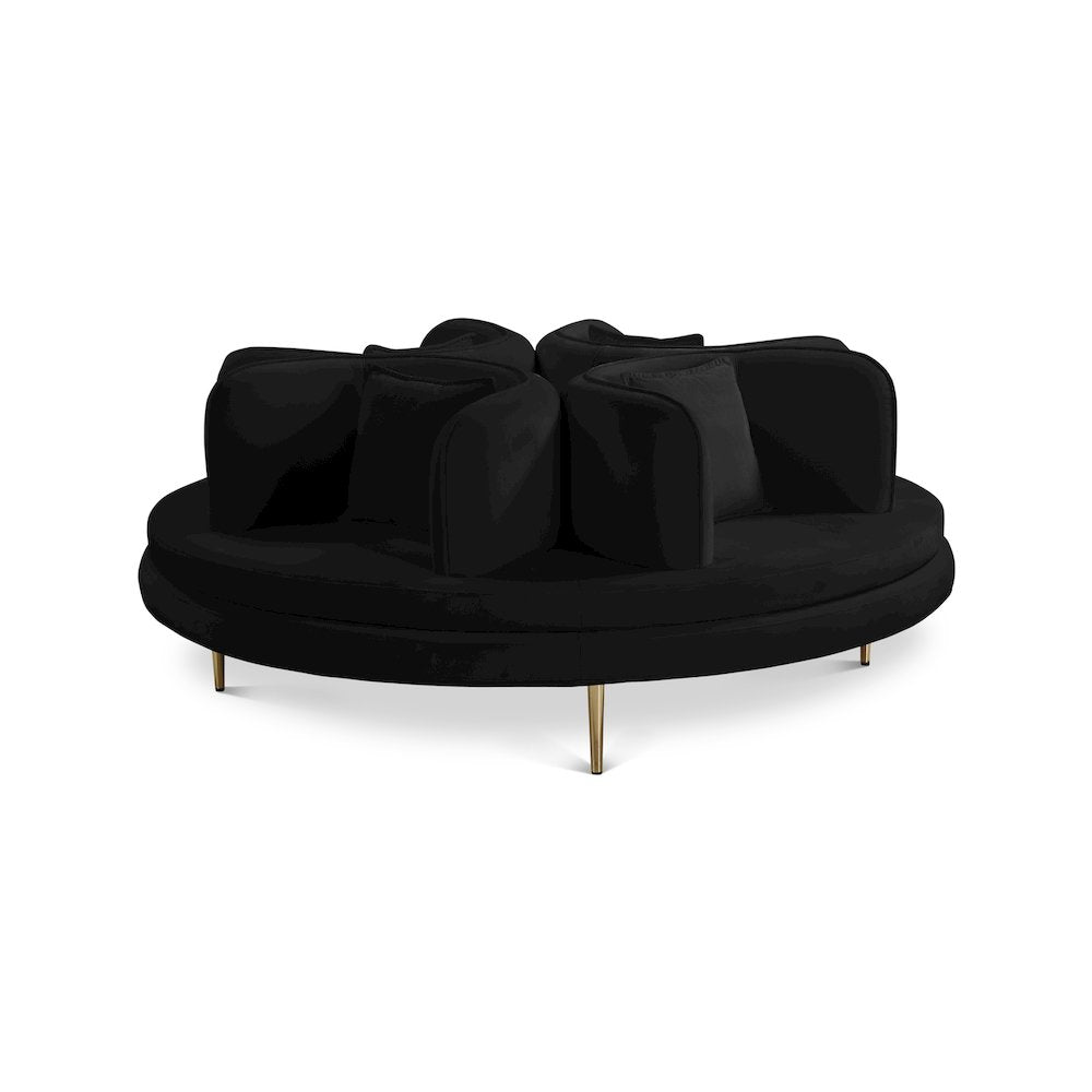 Circlet Black Velvet Round Sofa Settee