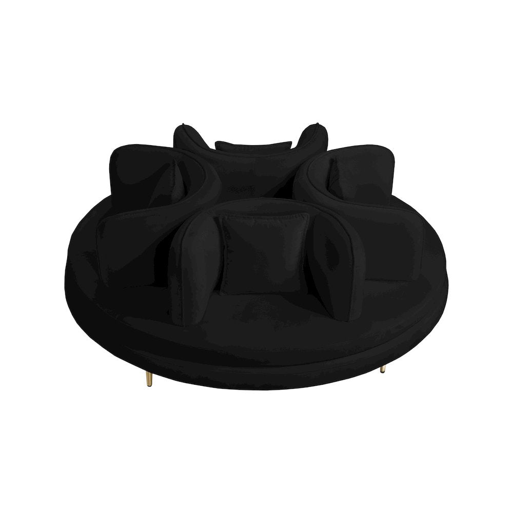 Circlet Black Velvet Round Sofa Settee