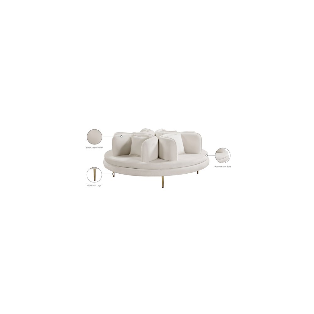 Circlet Cream Velvet Round Sofa Settee