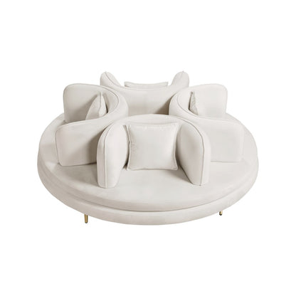 Circlet Cream Velvet Round Sofa Settee