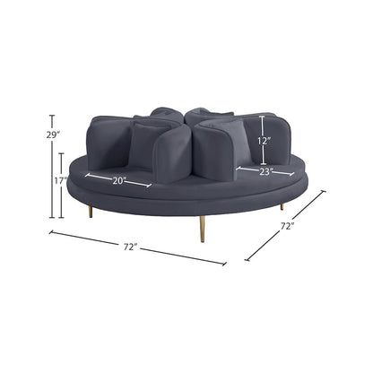Circlet Grey Velvet Round Sofa Settee
