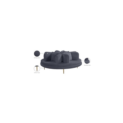 Circlet Grey Velvet Round Sofa Settee