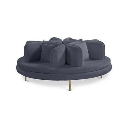 Circlet Grey Velvet Round Sofa Settee