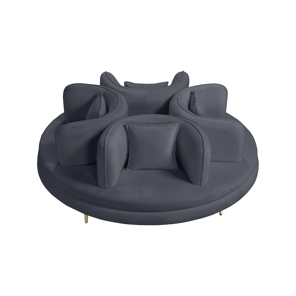 Circlet Grey Velvet Round Sofa Settee