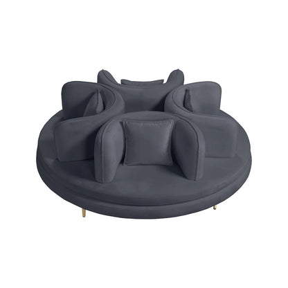 Circlet Grey Velvet Round Sofa Settee