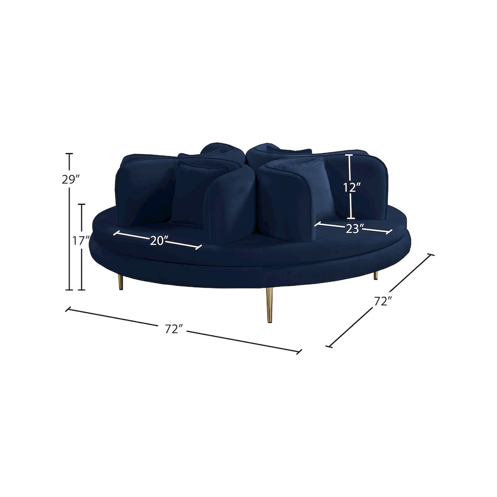 Circlet Navy Velvet Round Sofa Settee