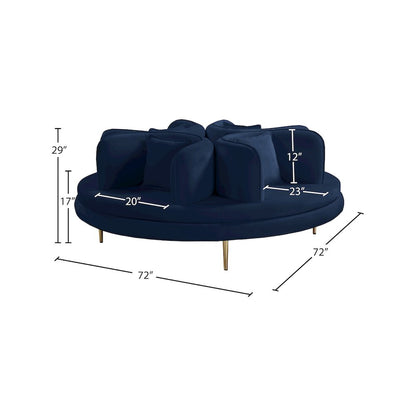 Circlet Navy Velvet Round Sofa Settee