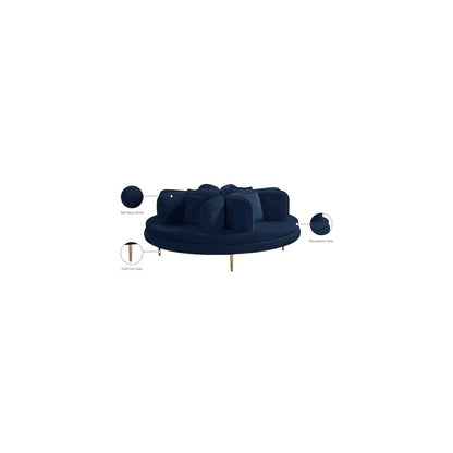 Circlet Navy Velvet Round Sofa Settee