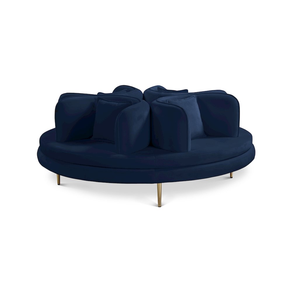 Circlet Navy Velvet Round Sofa Settee
