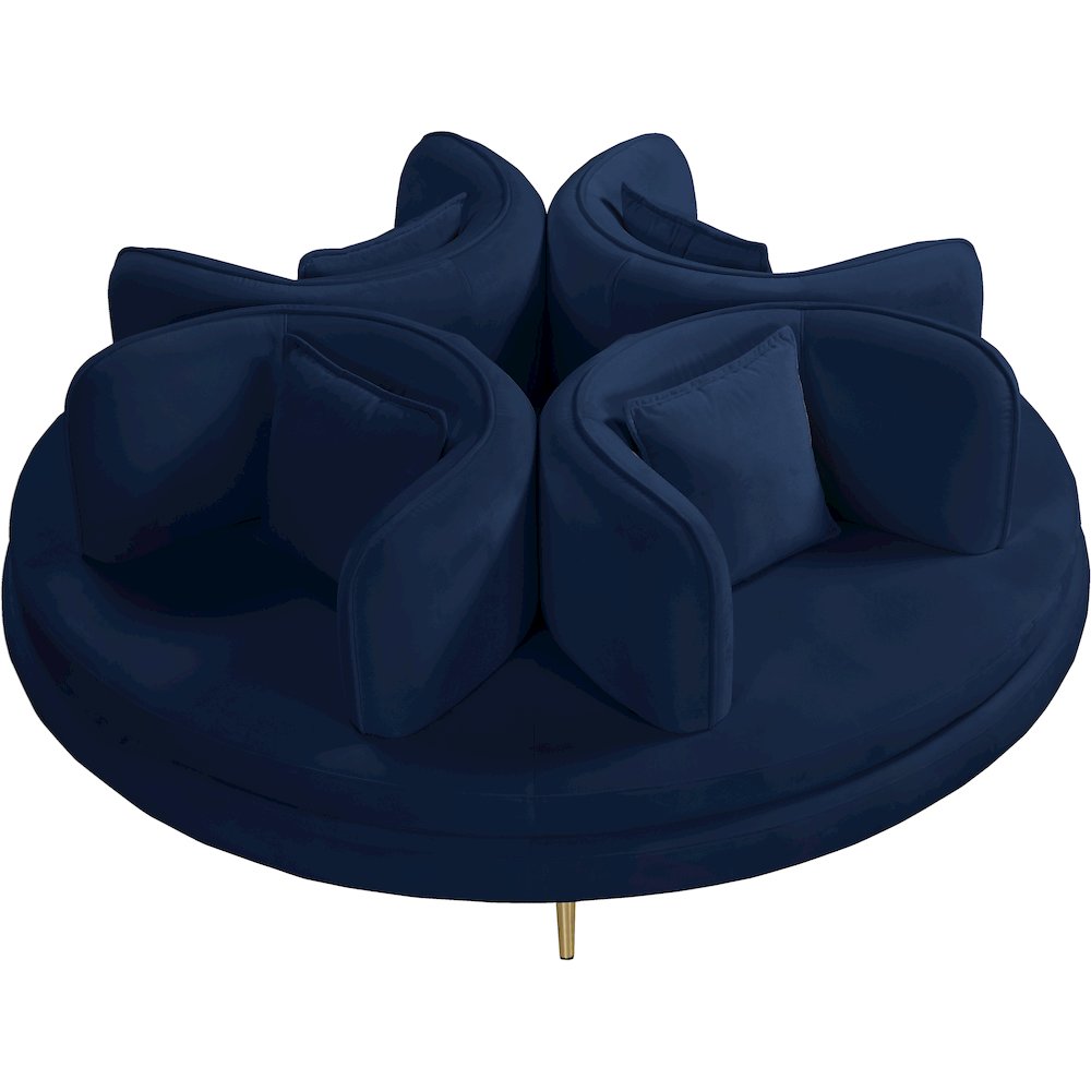 Circlet Navy Velvet Round Sofa Settee