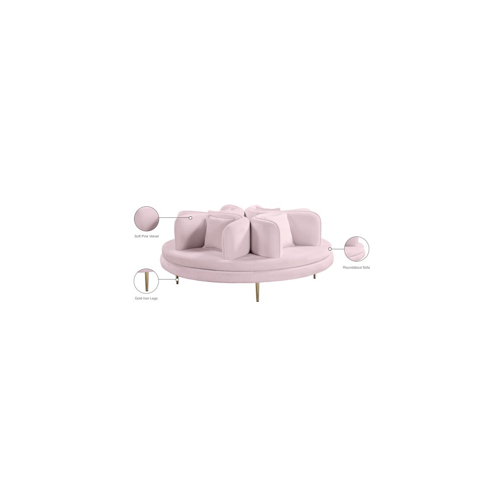 Circlet Pink Velvet Round Sofa Settee