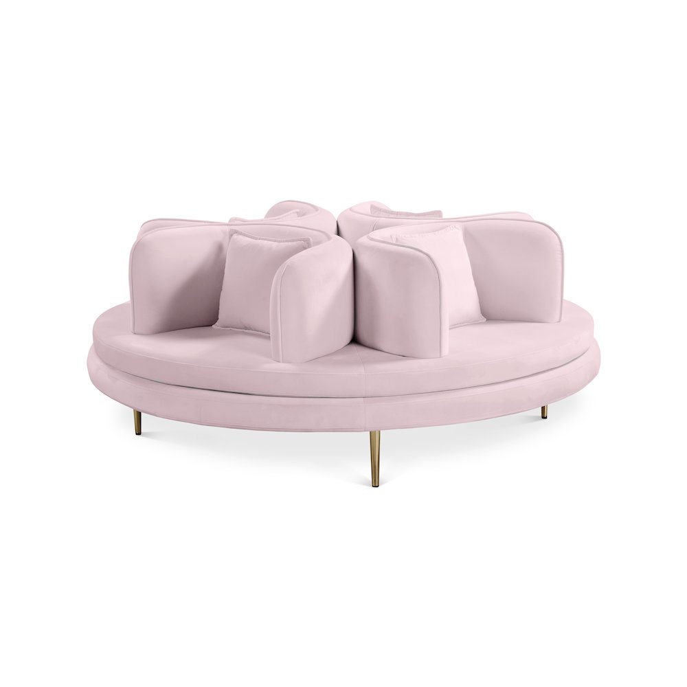 Circlet Pink Velvet Round Sofa Settee