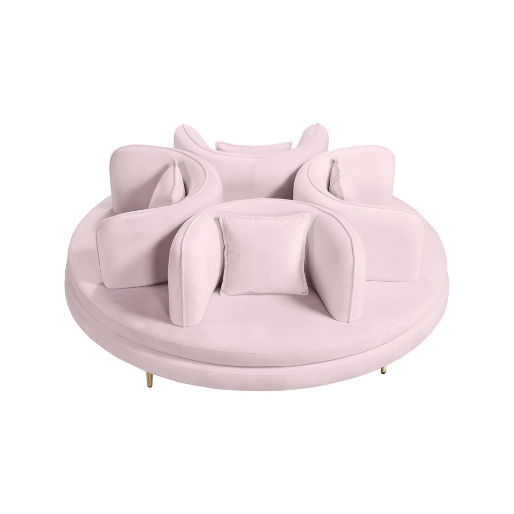 Circlet Pink Velvet Round Sofa Settee
