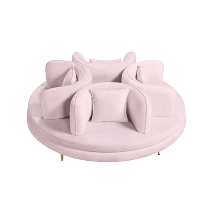 Circlet Pink Velvet Round Sofa Settee