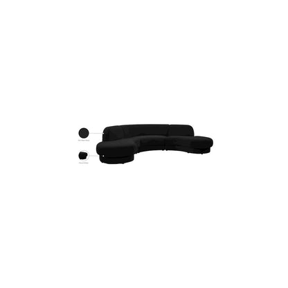 Rosa Black Velvet 3pc. Sectional