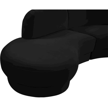 Rosa Black Velvet 3pc. Sectional