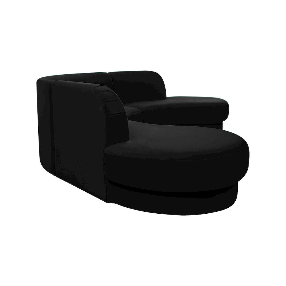 Rosa Black Velvet 3pc. Sectional