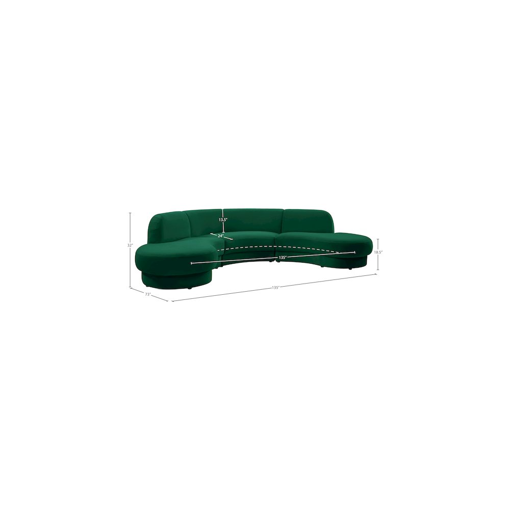 Rosa Green Velvet 3pc. Sectional